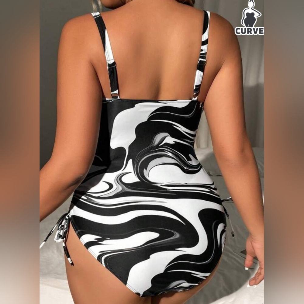 Swimsuit Plus Size One Piece Black & White  NWOT - Picture 2 of 7